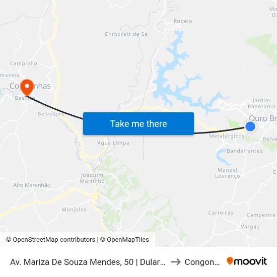 Av. Mariza De Souza Mendes, 50 | Dular Móveis to Congonhas map