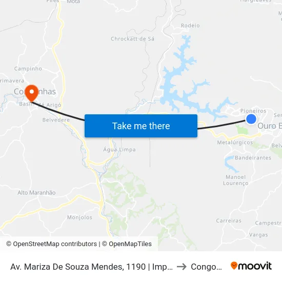 Av. Mariza De Souza Mendes, 1190 | Imperial Center to Congonhas map