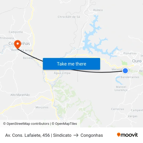 Av. Cons. Lafaiete, 456 | Sindicato to Congonhas map