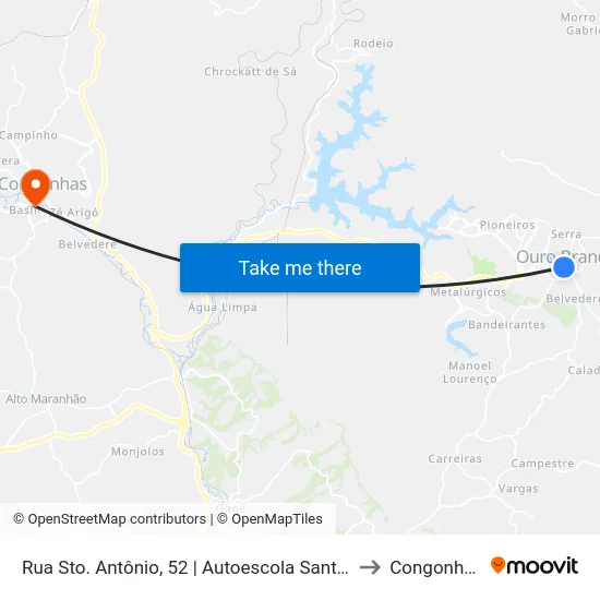 Rua Sto. Antônio, 52 | Autoescola Santos to Congonhas map