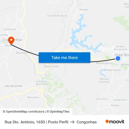 Rua Sto. Antônio, 1650 | Posto Perfil to Congonhas map