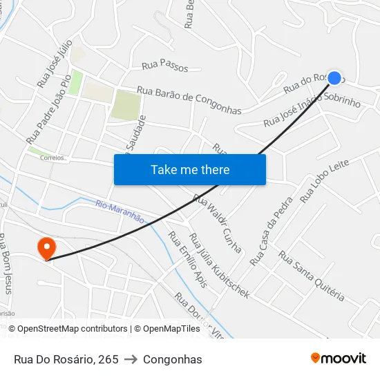 Rua Do Rosário, 265 to Congonhas map