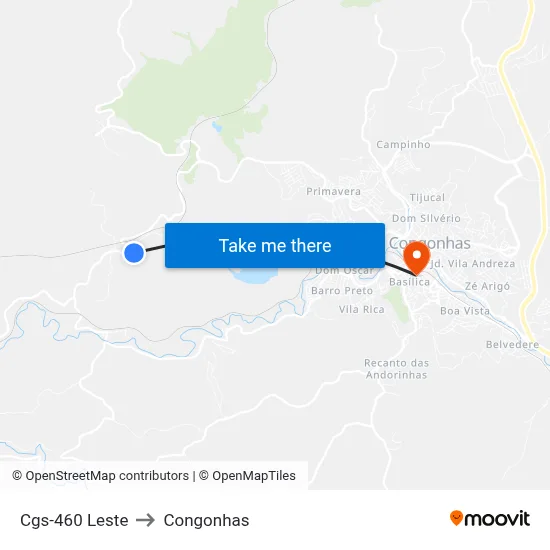 Cgs-460 Leste to Congonhas map