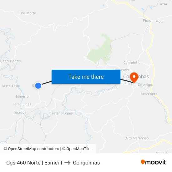 Cgs-460 Norte | Esmeril to Congonhas map