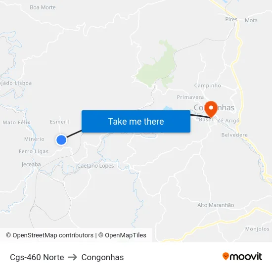 Cgs-460 Norte to Congonhas map