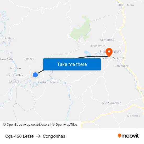 Cgs-460 Leste to Congonhas map