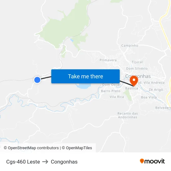 Cgs-460 Leste to Congonhas map