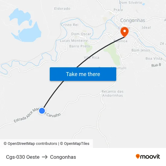 Cgs-030 Oeste to Congonhas map