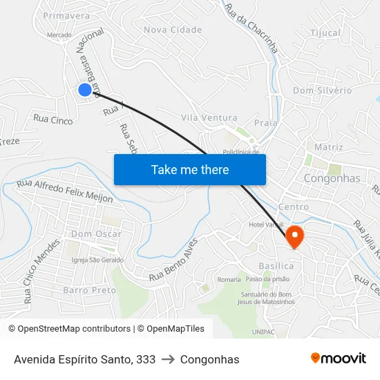 Avenida Espírito Santo, 333 to Congonhas map