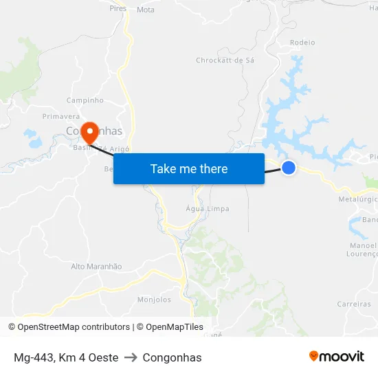 Mg-443, Km 4 Oeste to Congonhas map