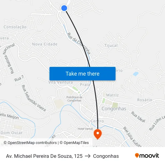 Av. Michael Pereira De Souza, 125 to Congonhas map