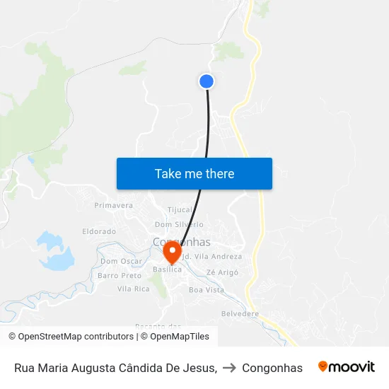 Rua Maria Augusta Cândida De Jesus, to Congonhas map
