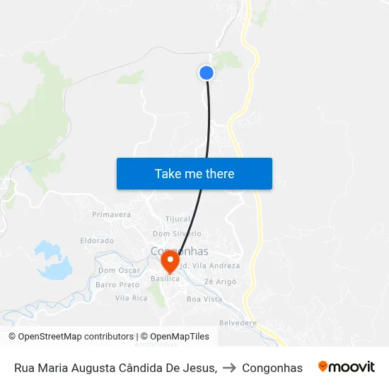 Rua Maria Augusta Cândida De Jesus, to Congonhas map