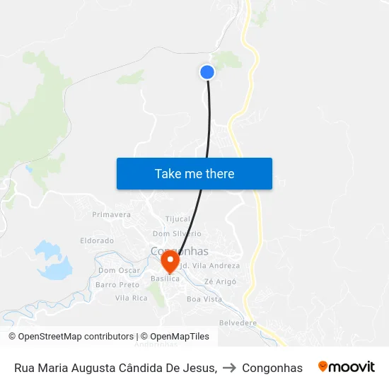 Rua Maria Augusta Cândida De Jesus, to Congonhas map