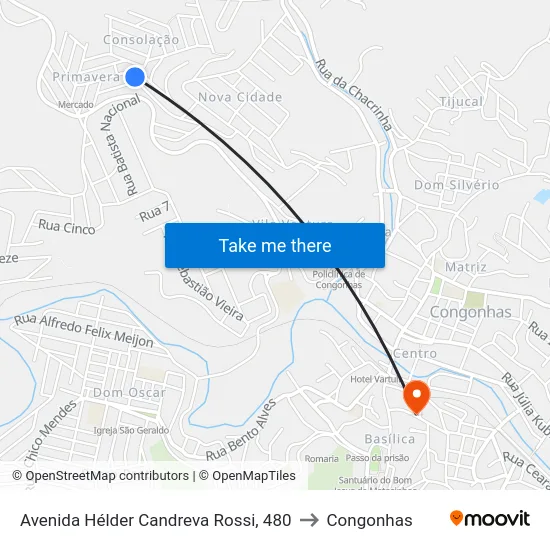 Avenida Hélder Candreva Rossi, 480 to Congonhas map