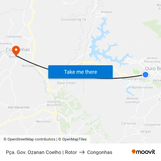 Pça. Gov. Ozanan Coelho | Rotor to Congonhas map