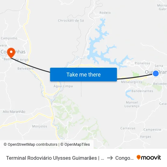 Terminal Rodoviário Ulysses Guimarães | Linhas Municipais to Congonhas map