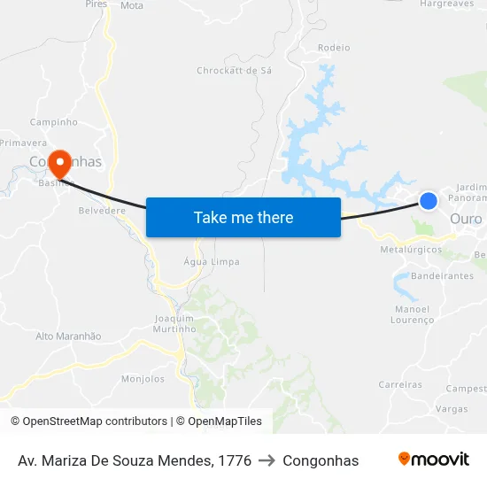 Av. Mariza De Souza Mendes, 1776 to Congonhas map
