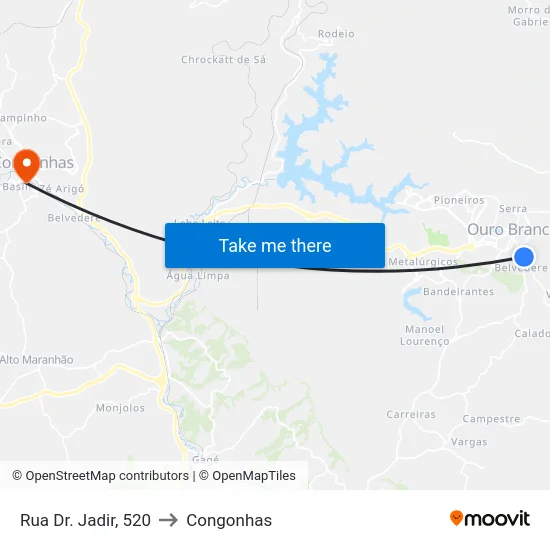 Rua Dr. Jadir, 520 to Congonhas map