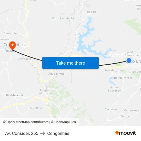 Av. Consider, 265 to Congonhas map