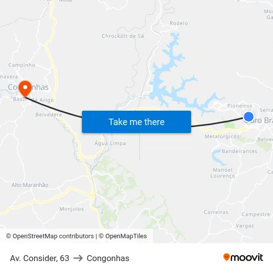 Av. Consider, 63 to Congonhas map