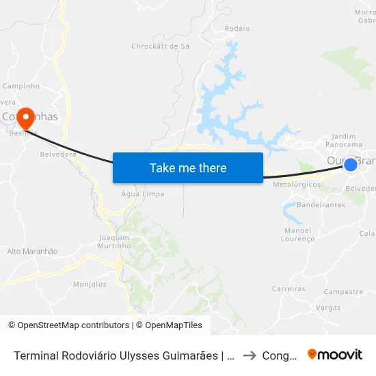 Terminal Rodoviário Ulysses Guimarães | Linhas Intermunicipais to Congonhas map