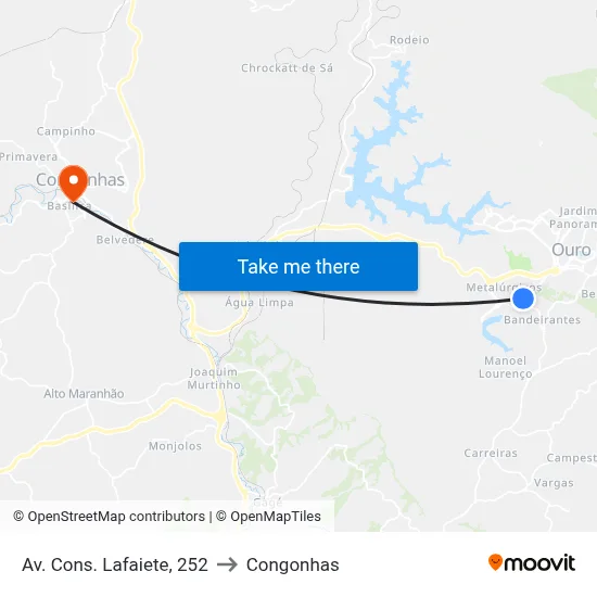 Av. Cons. Lafaiete, 252 to Congonhas map