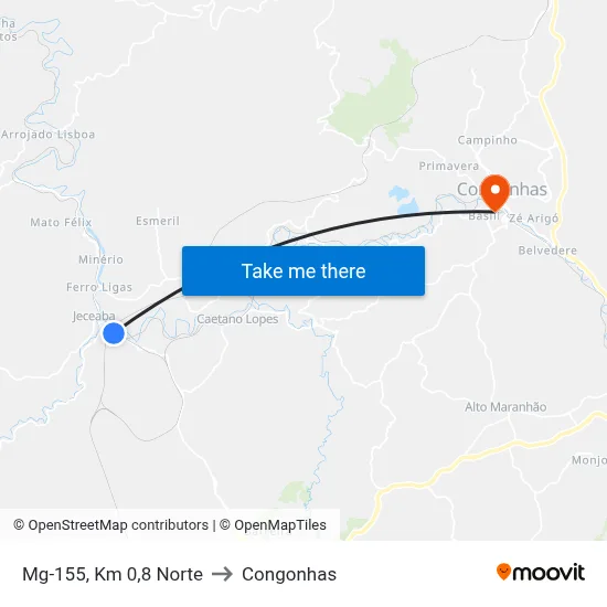 Mg-155, Km 0,8 Norte to Congonhas map