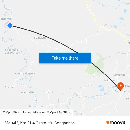 Mg-442, Km 21,4 Oeste to Congonhas map