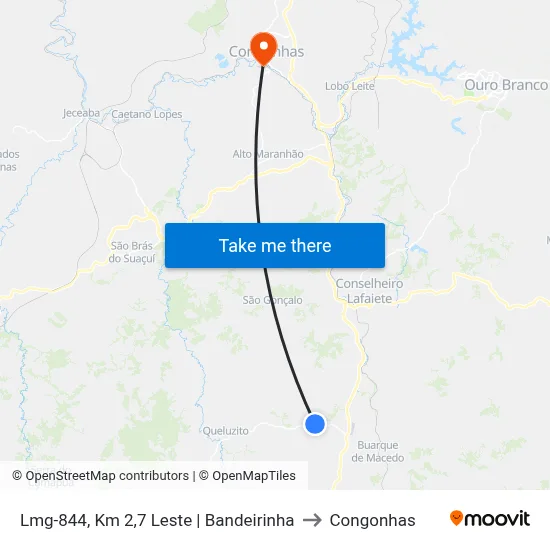 Lmg-844, Km 2,7 Leste | Bandeirinha to Congonhas map