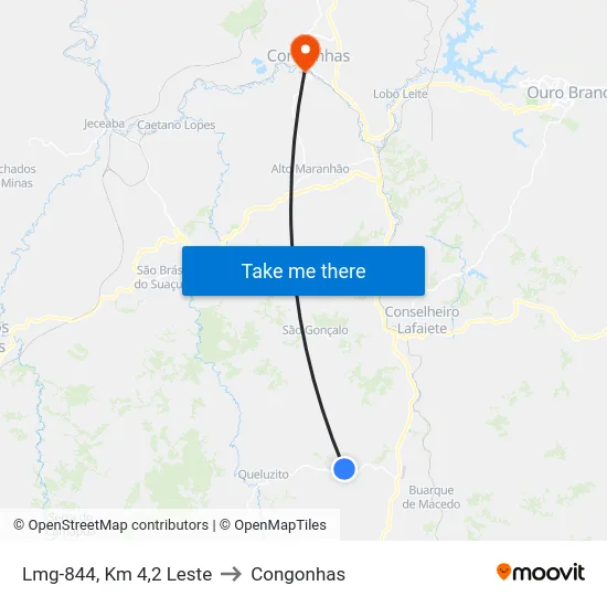 Lmg-844, Km 4,2 Leste to Congonhas map