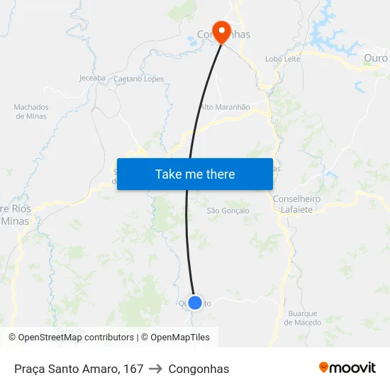 Praça Santo Amaro, 167 to Congonhas map
