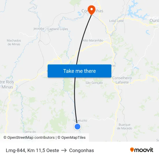 Lmg-844, Km 11,5 Oeste to Congonhas map