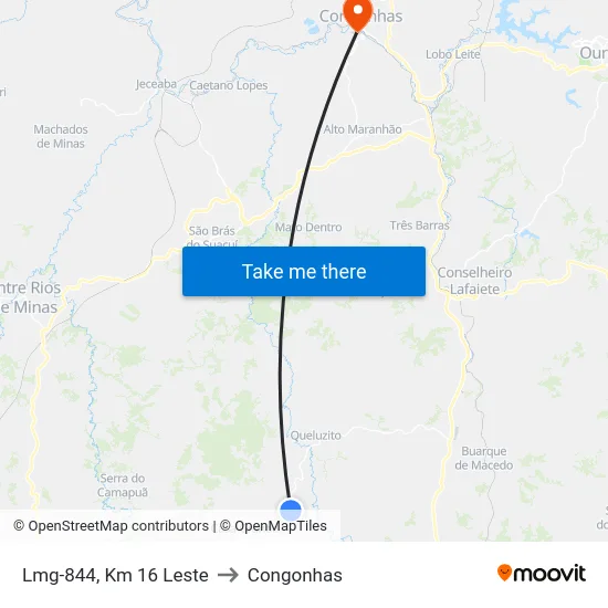 Lmg-844, Km 16 Leste to Congonhas map