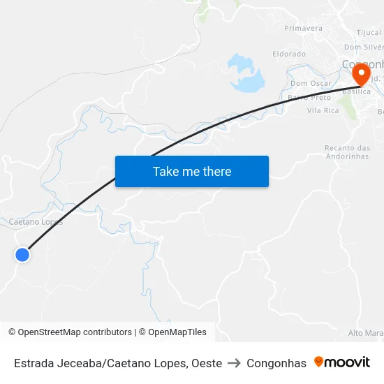 Estrada Jeceaba/Caetano Lopes, Oeste to Congonhas map