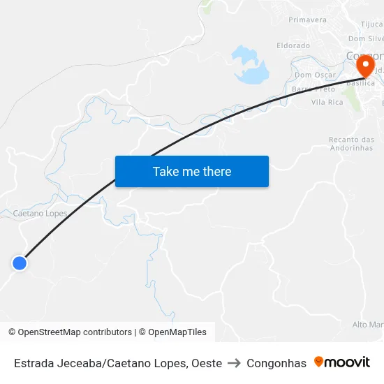 Estrada Jeceaba/Caetano Lopes, Oeste to Congonhas map