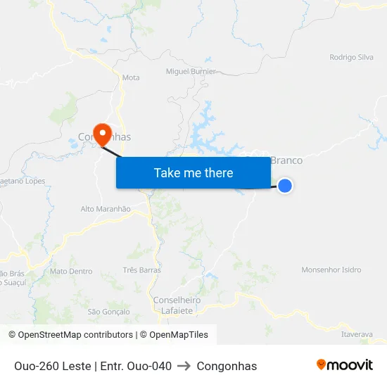 Ouo-260 Leste | Entr. Ouo-040 to Congonhas map