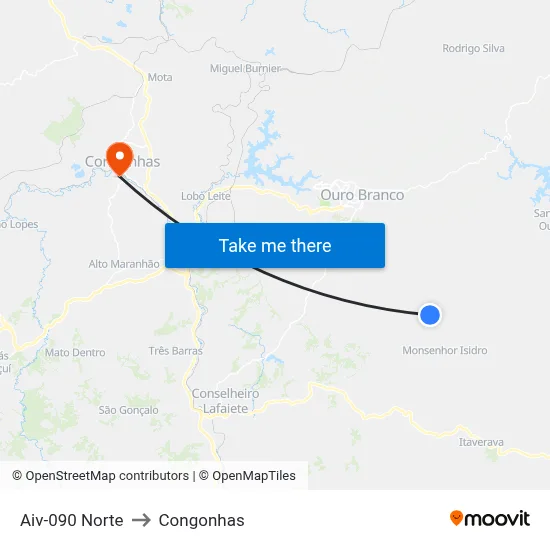 Aiv-090 Norte to Congonhas map