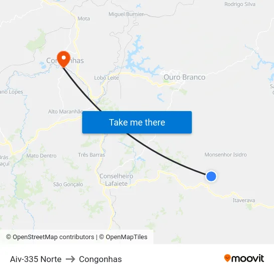 Aiv-335 Norte to Congonhas map