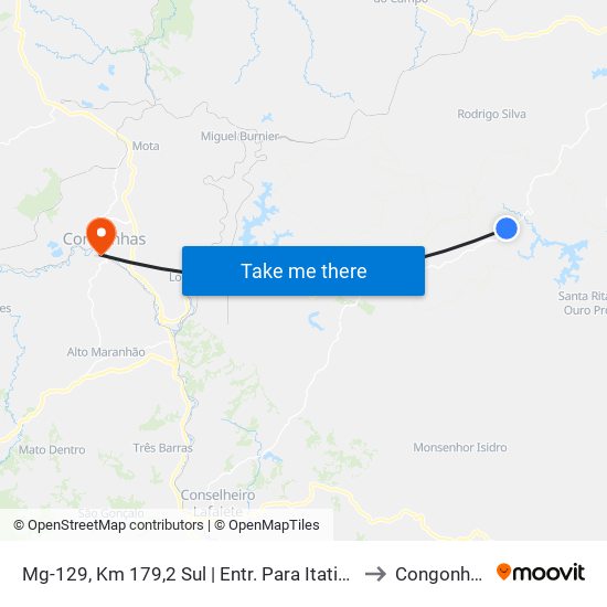 Mg-129, Km 179,2 Sul | Entr. Para Itatiaia to Congonhas map