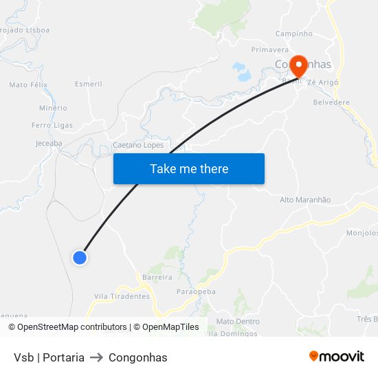 Vsb | Portaria to Congonhas map