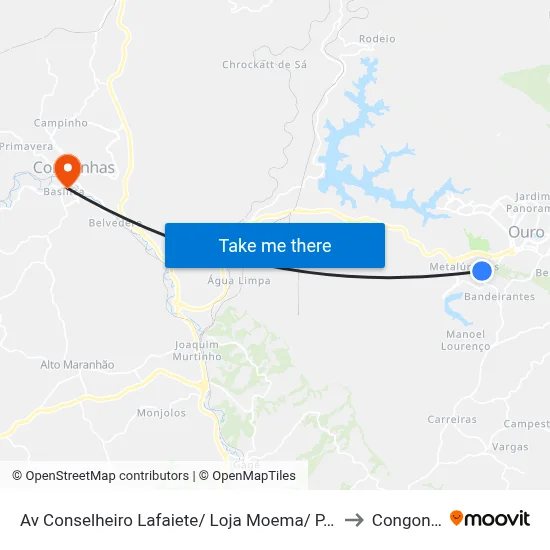 Av Conselheiro Lafaiete/ Loja Moema/ P. De Onibus to Congonhas map