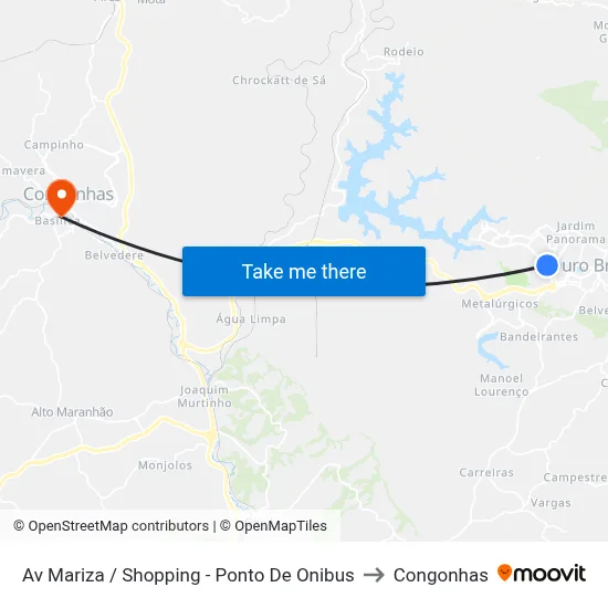 Av Mariza / Shopping - Ponto De Onibus to Congonhas map