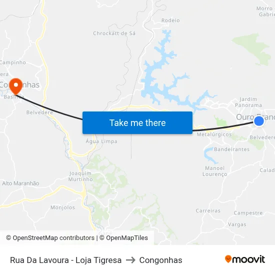 Rua Da Lavoura - Loja Tigresa to Congonhas map