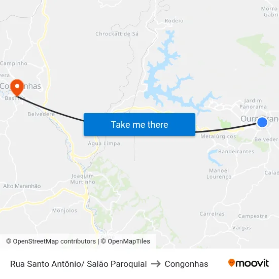 Rua Santo Antônio/ Salão Paroquial to Congonhas map