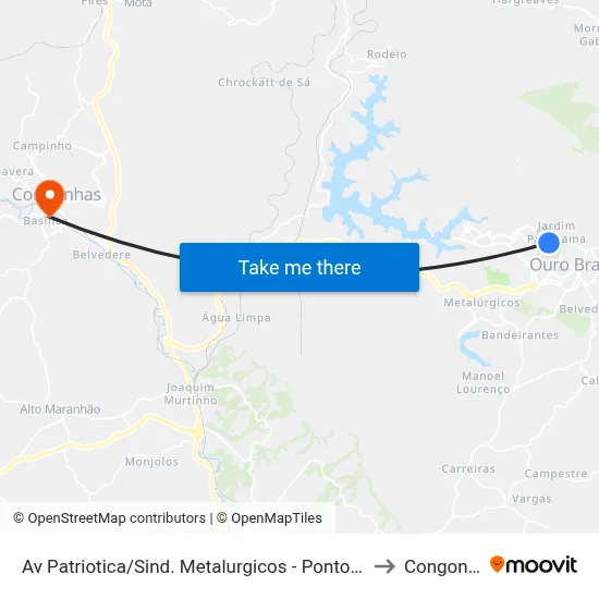 Av Patriotica/Sind. Metalurgicos - Ponto De Onibus to Congonhas map