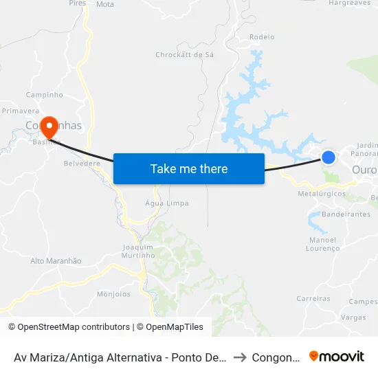 Av Mariza/Antiga Alternativa - Ponto De Onibus to Congonhas map