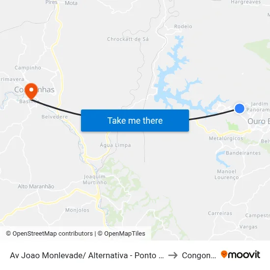 Av Joao Monlevade/ Alternativa - Ponto De Onibus to Congonhas map