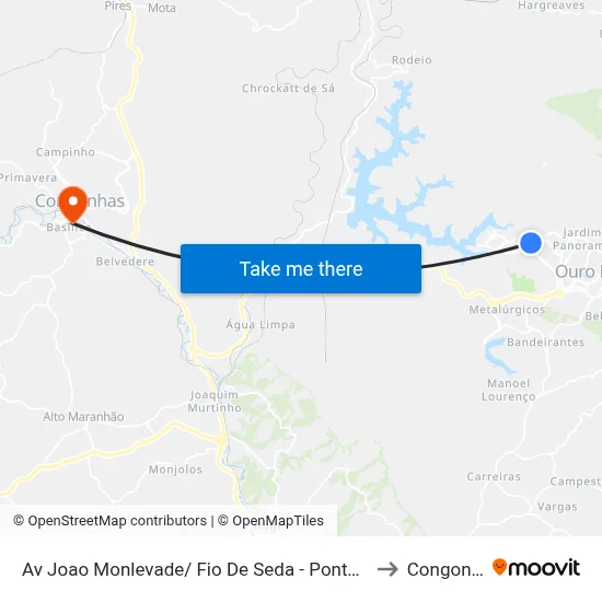 Av Joao Monlevade/ Fio De Seda - Ponto De Onibus to Congonhas map