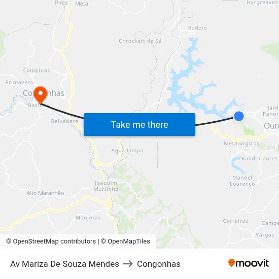 Av Mariza De Souza Mendes to Congonhas map